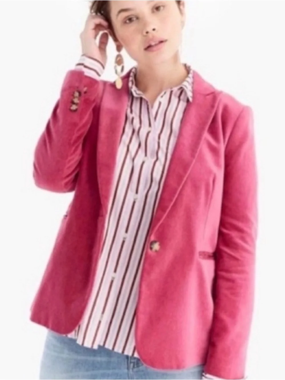 J. Crew Parke Women’s Rose Pink Velvet Single-Button Blazer